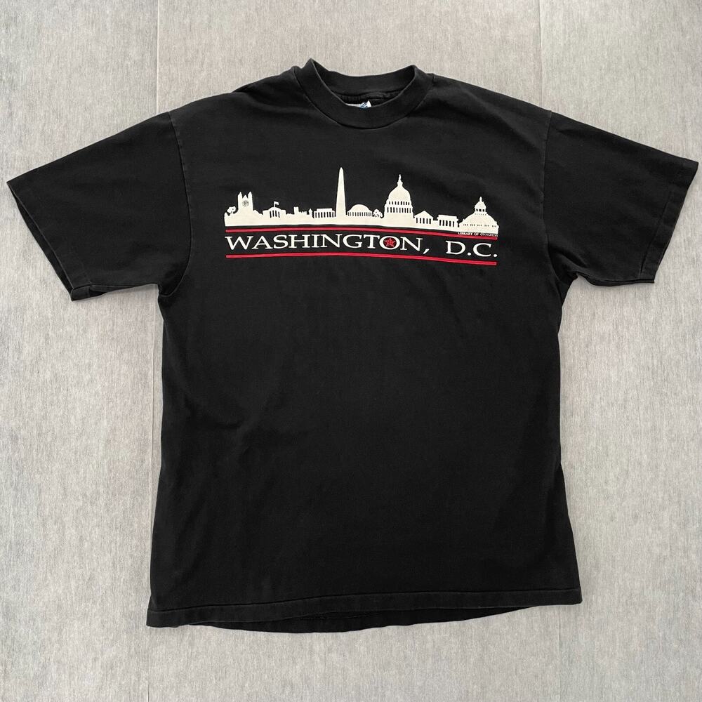 VINTAGE Washington DC Shirt Adult Large Black Library Of Congress Single Stitch